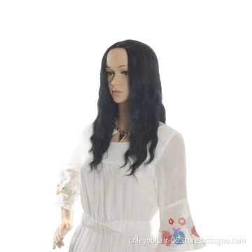 Long natural sales 20 inch high temperature fiber synthetic water wave length human hair wig